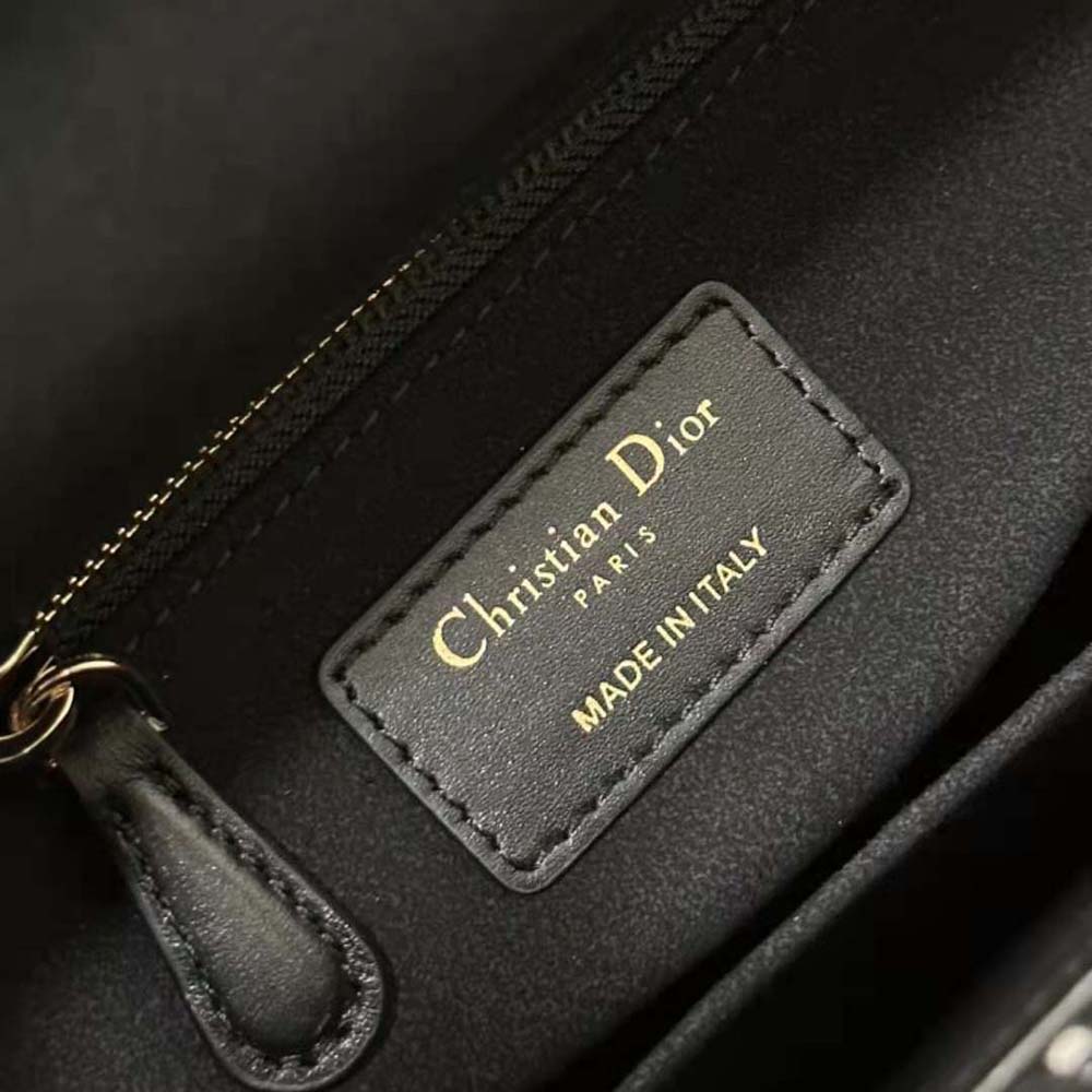Dior Women Medium Lady D-lite Bag Black Cannage Tweed - image 11