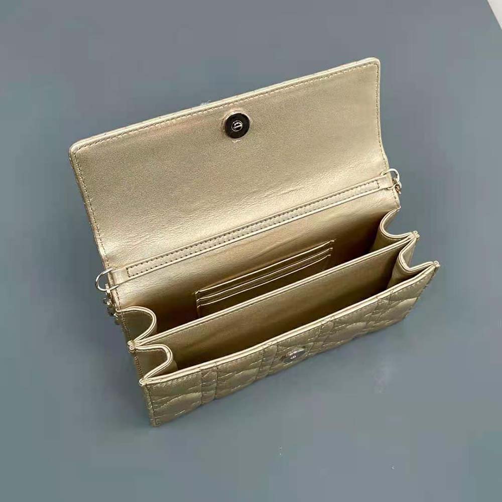 Dior Women Miss Dior Mini Bag Iridescent Metallic Gold-Tone Cannage Lambskin - image 4