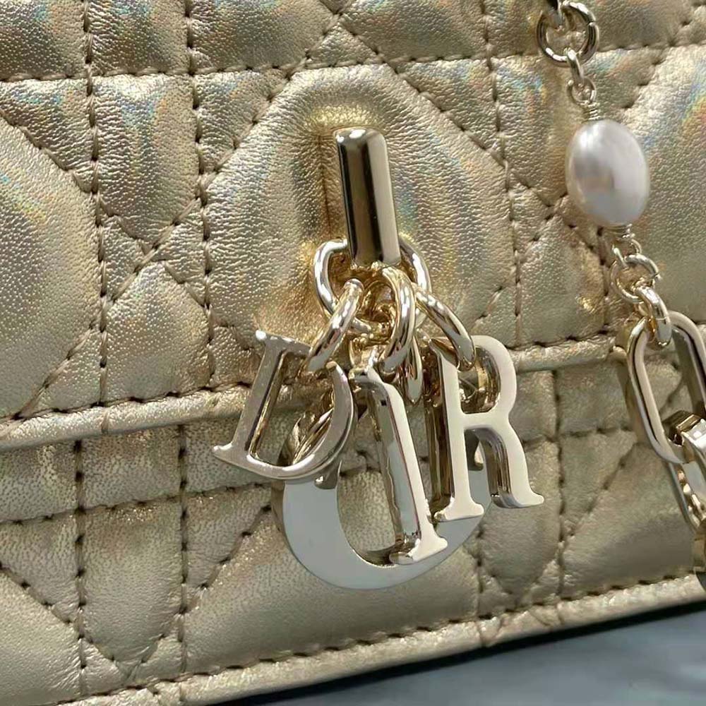 Dior Women Miss Dior Mini Bag Iridescent Metallic Gold-Tone Cannage Lambskin - image 6