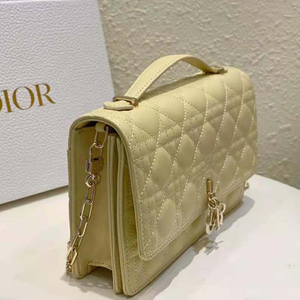 Dior Women Miss Dior Top Handle Bag Pastel Yellow Cannage Lambskin - image 5