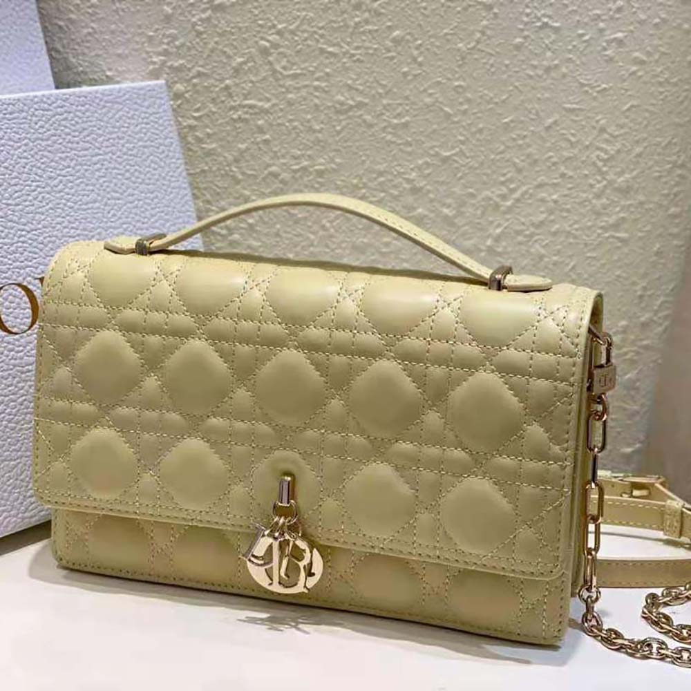Dior Women Miss Dior Top Handle Bag Pastel Yellow Cannage Lambskin - image 4
