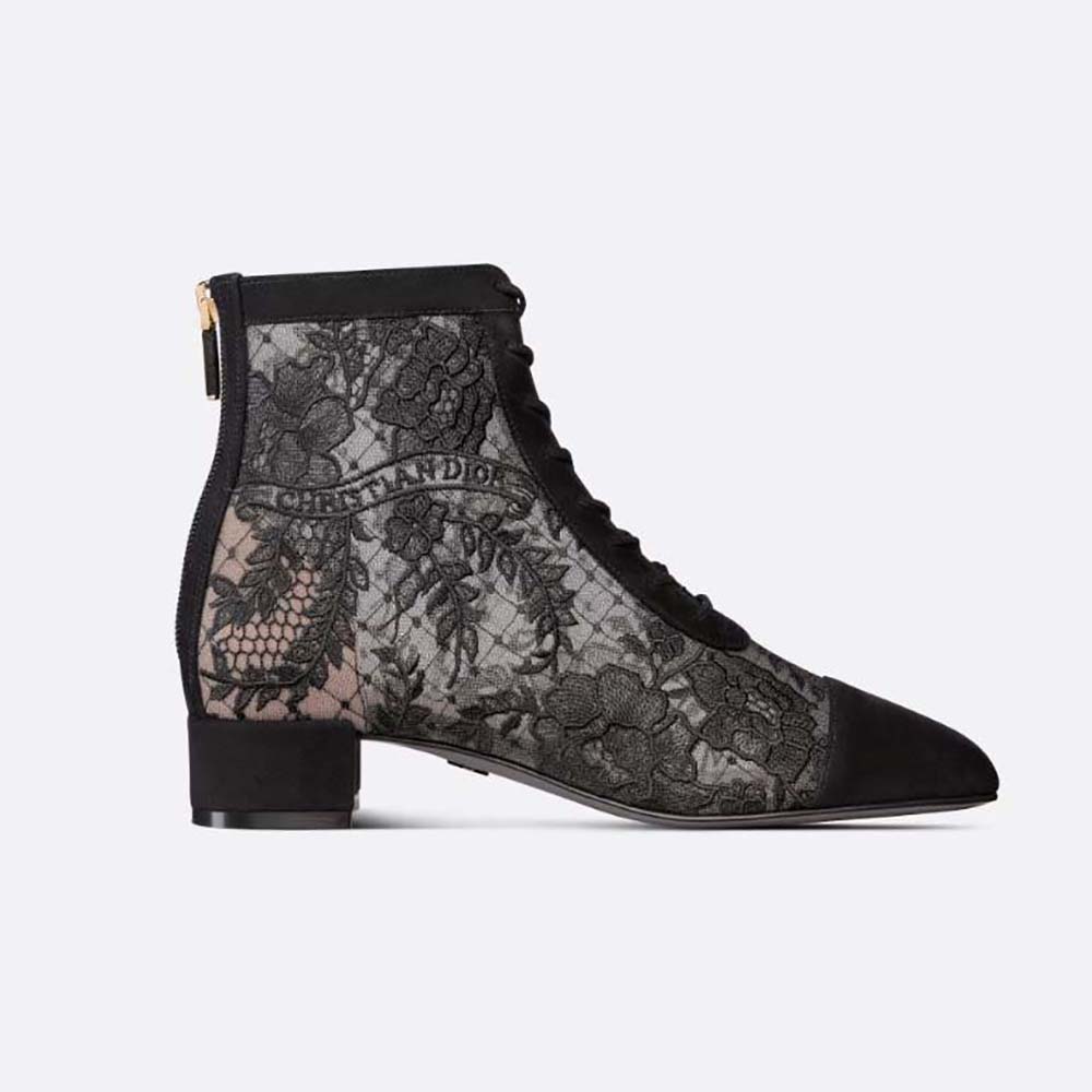 Side view of Dior Women Naughtily-d Ankle Boot with embroidered mesh