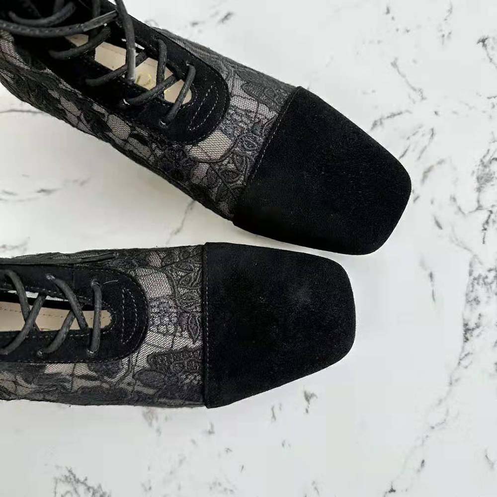 Dior Women Naughtily-d Ankle Boot Black Transparent Mesh and Suede Embroidered - image 8