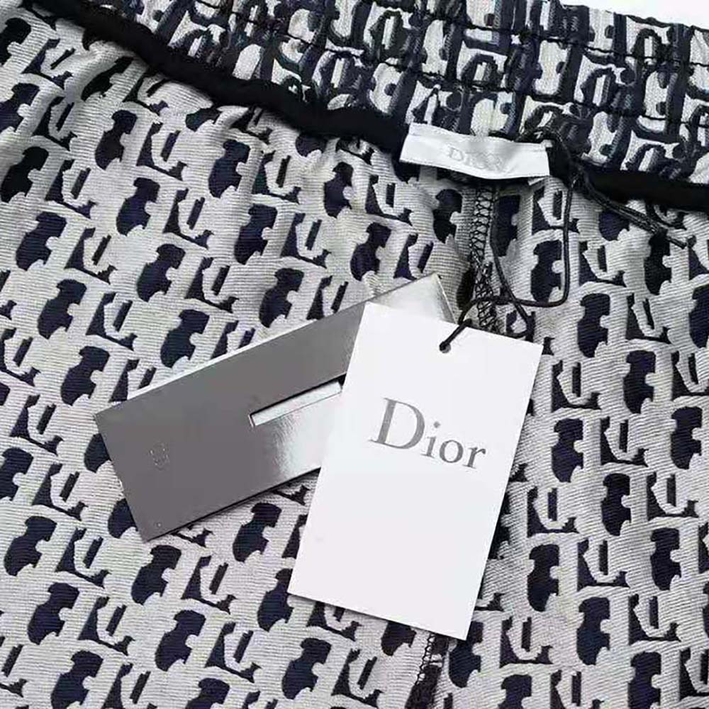 Dior Men Oblique Bermuda Shorts Blue Silk Twill - image 9