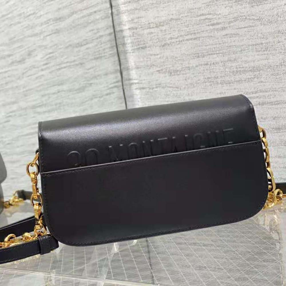 Side profile showing compact silhouette of Dior Women Small 30 Montaigne Avenue Bag