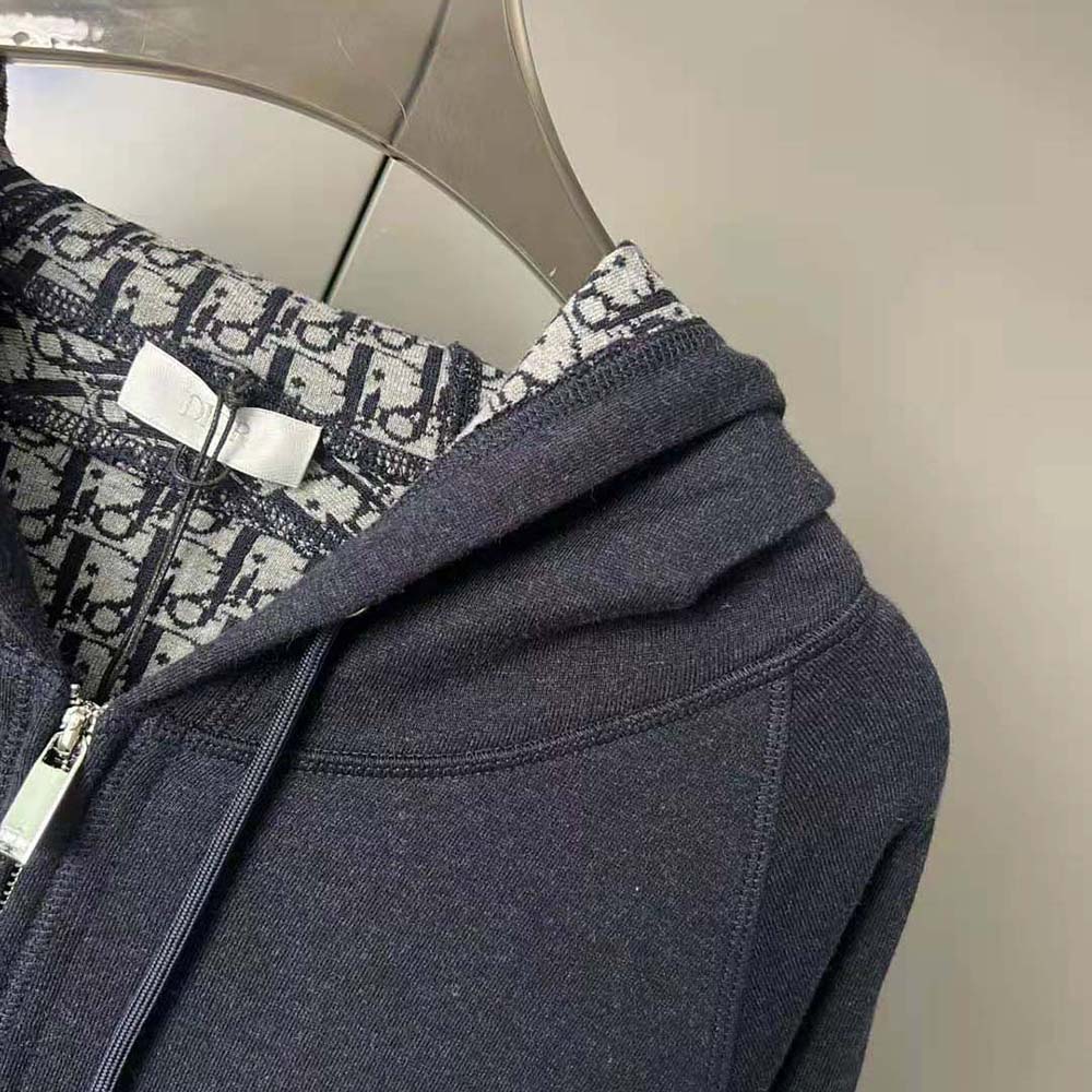 Dior Women Track Jacket Navy Blue Cotton Knit and Cashmere - image 8