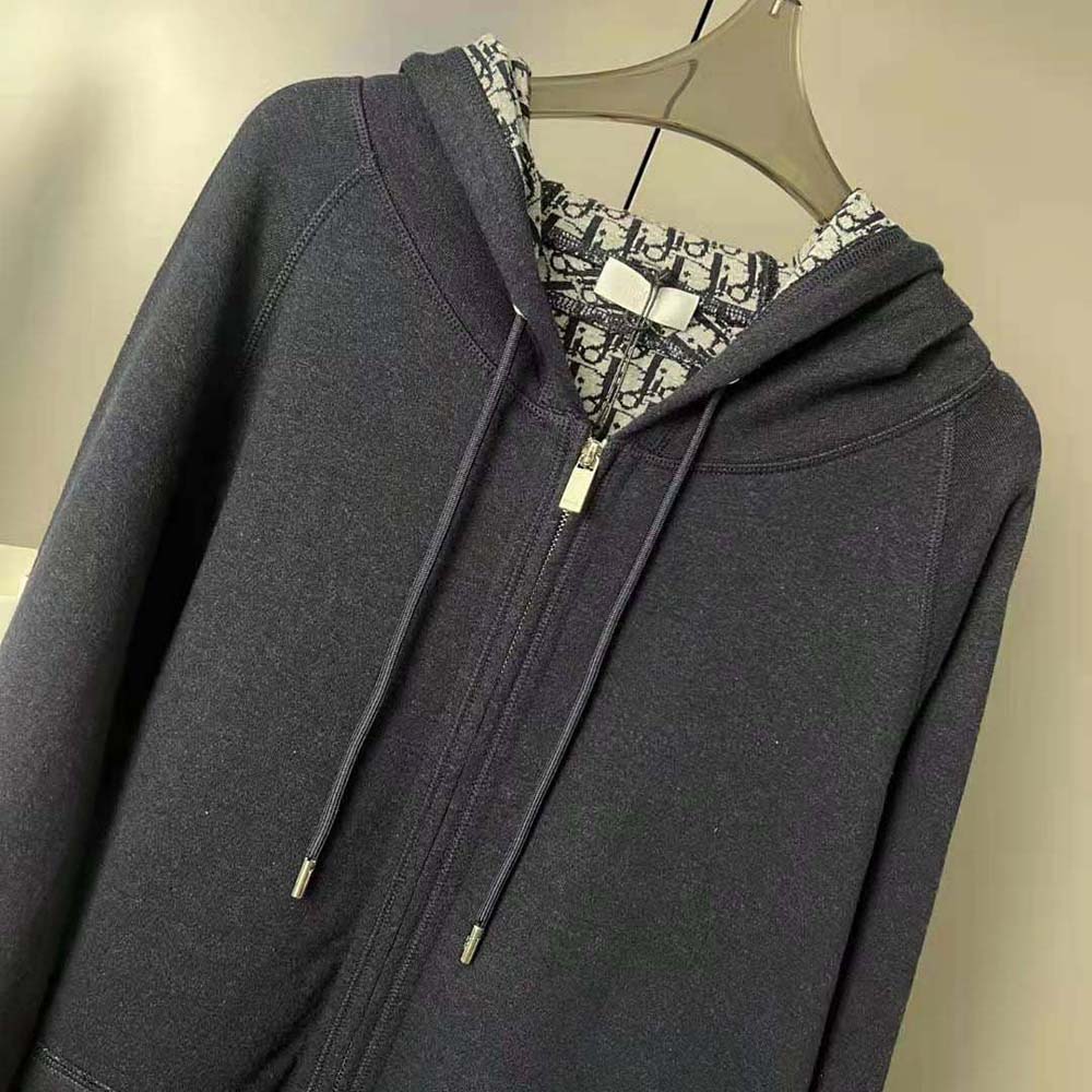 Dior Women Track Jacket Navy Blue Cotton Knit and Cashmere - image 4