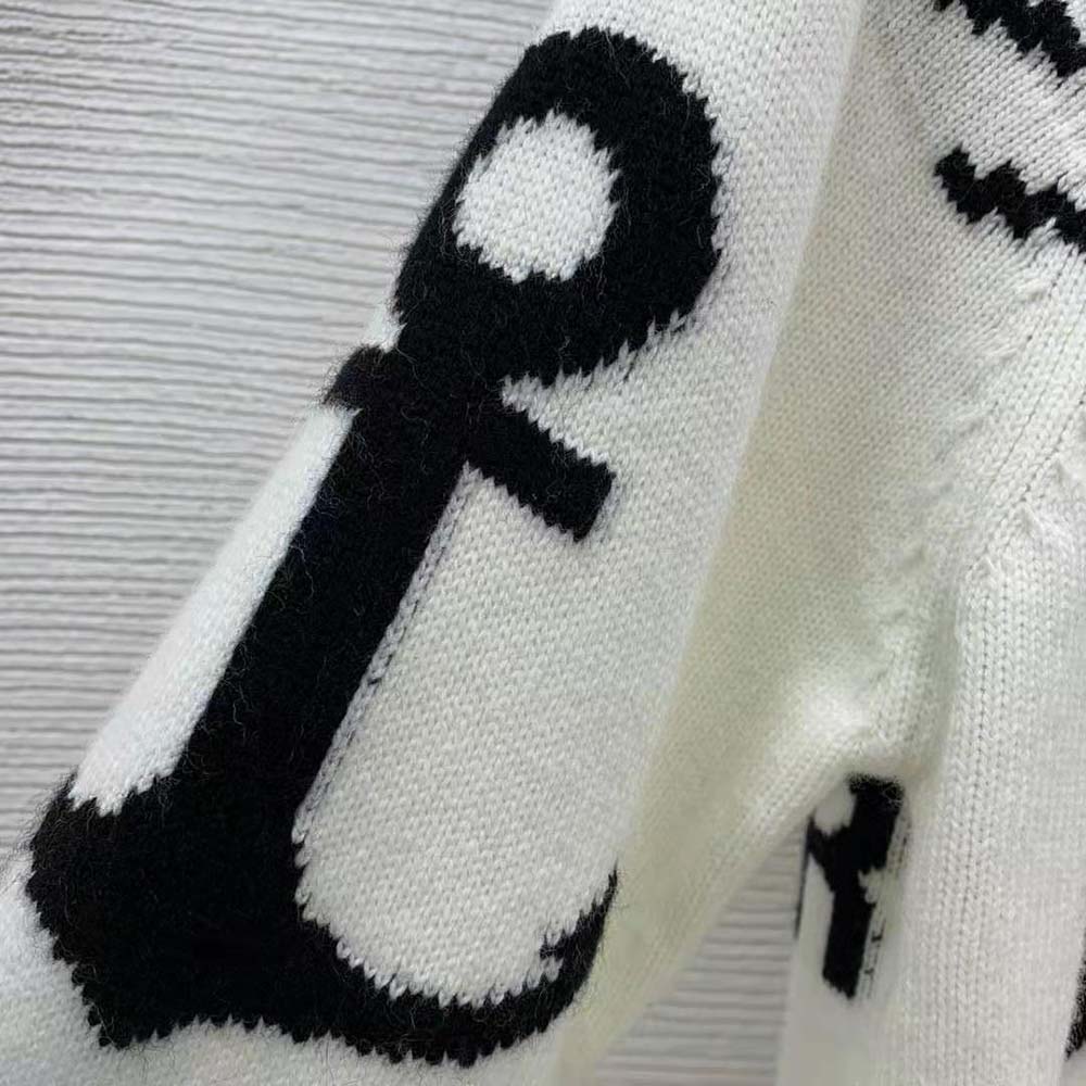 Dior Men Turtleneck Sweater Ecru and Navy Blue Wool and Cashmere Knit with Signature - image 11