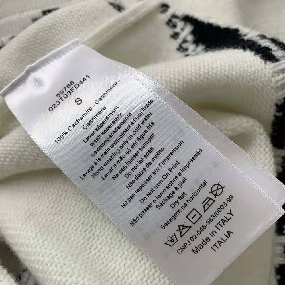 Dior Men Turtleneck Sweater Ecru and Navy Blue Wool and Cashmere Knit with Signature - image 12