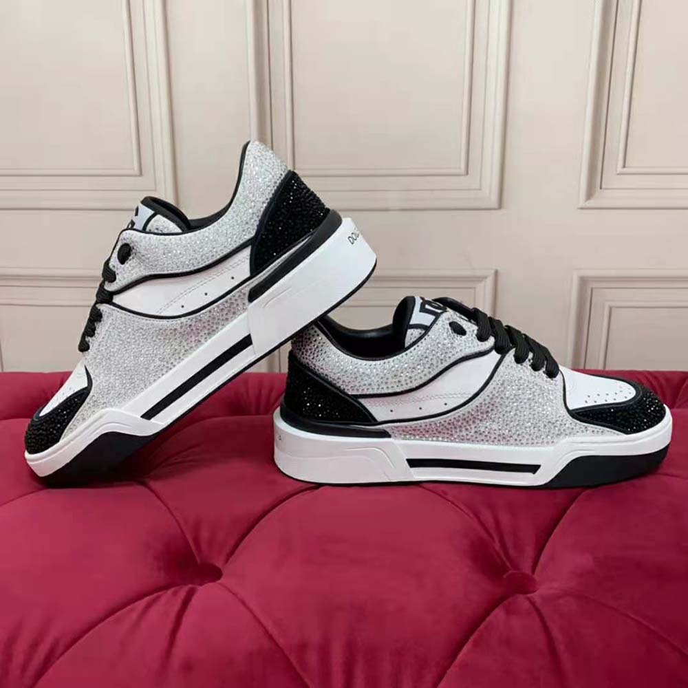 Top angle showing lace-up closure on Dolce Gabbana D&G New Roma Sneakers