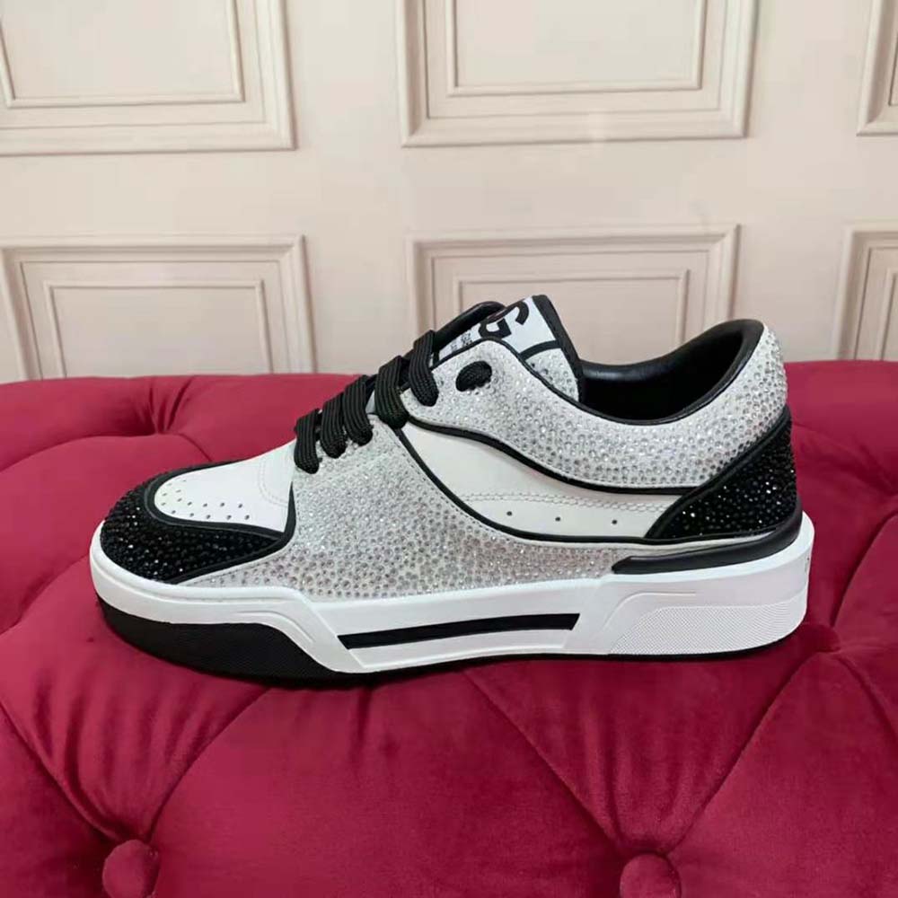 Dolce Gabbana D&G Unisex Calfskin New Roma Sneakers with Fusible Rhinestones - image 7