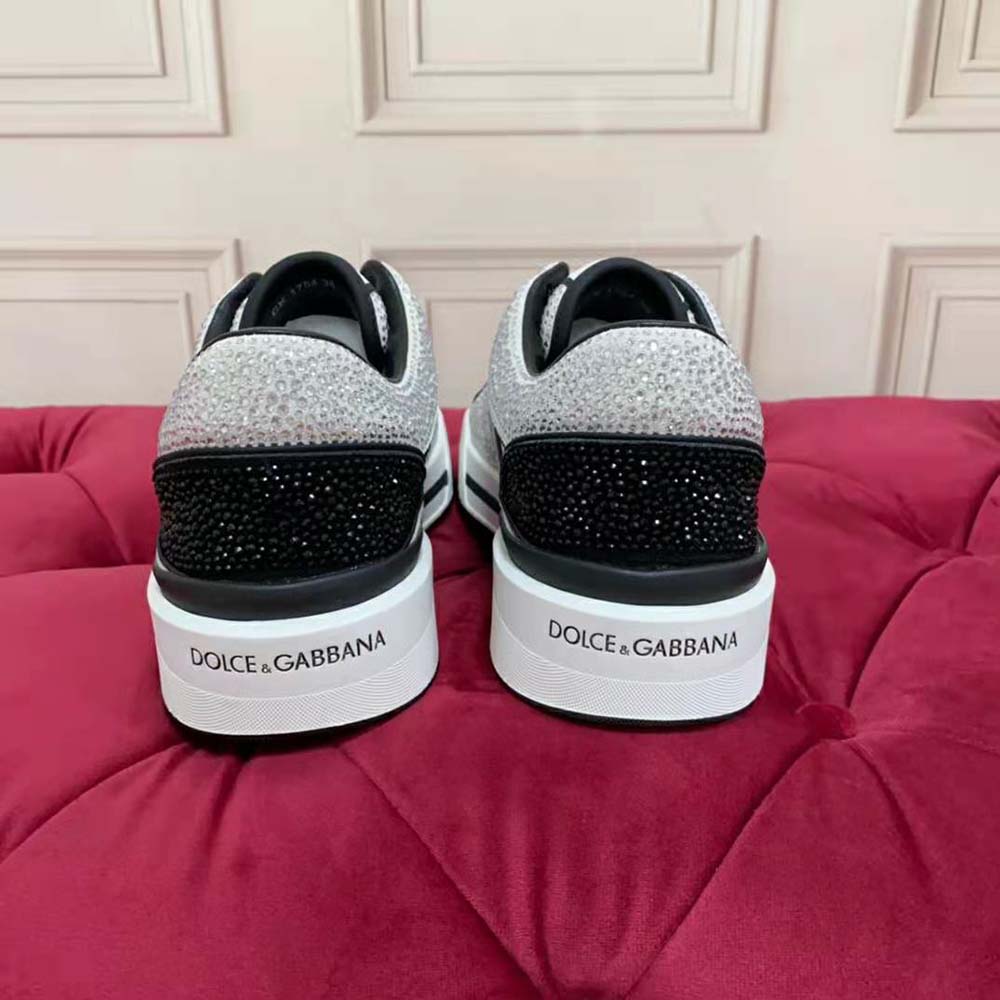 Dolce Gabbana D&G Unisex Calfskin New Roma Sneakers with Fusible Rhinestones - image 9