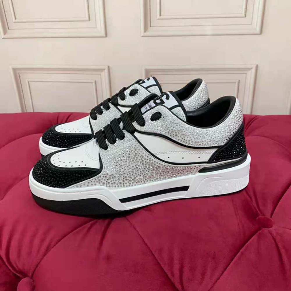 Dolce Gabbana D&G Unisex Calfskin New Roma Sneakers with Fusible Rhinestones - image 6