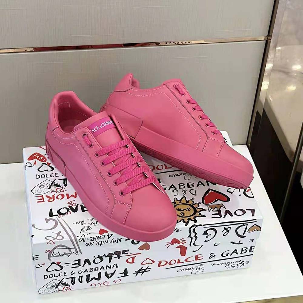Dolce Gabbana D&G Women Calfskin Portofino Sneakers-Rose - image 4