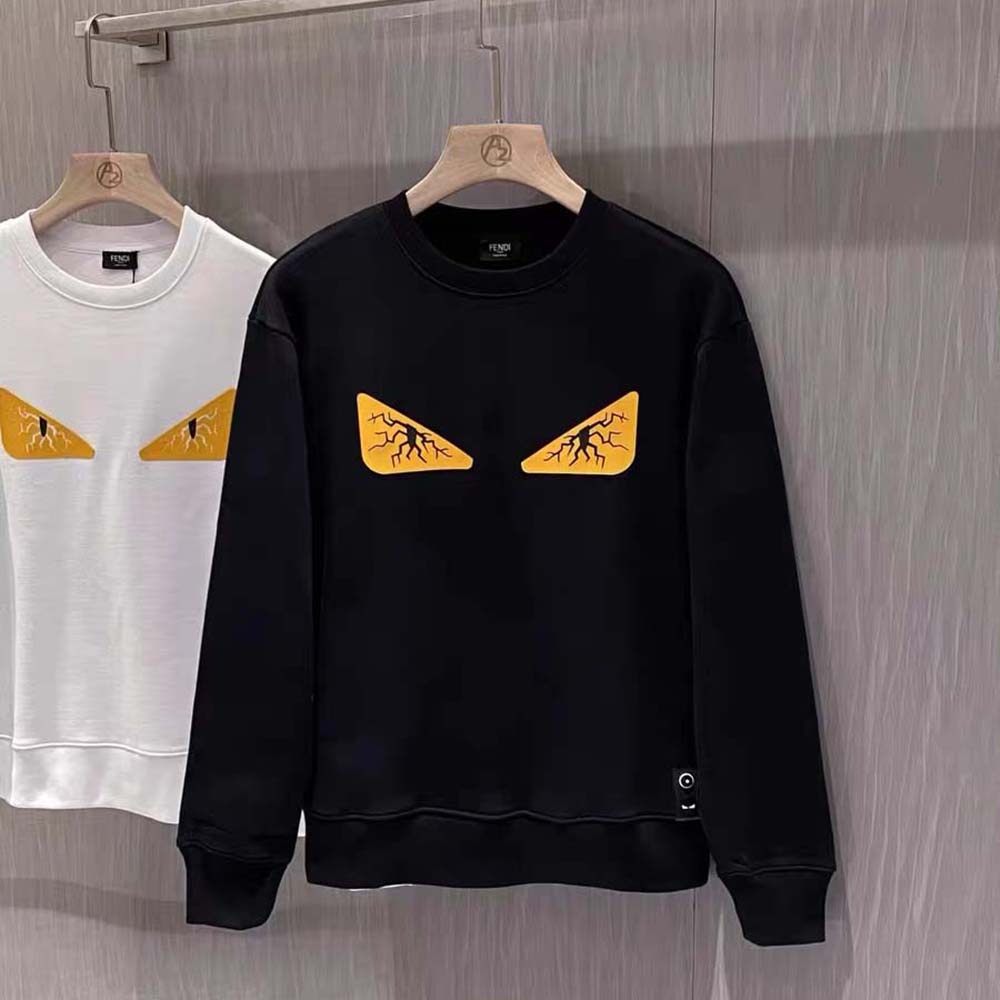 Side angle showing relaxed fit of Fendi Women Black Wool Sweater-Black