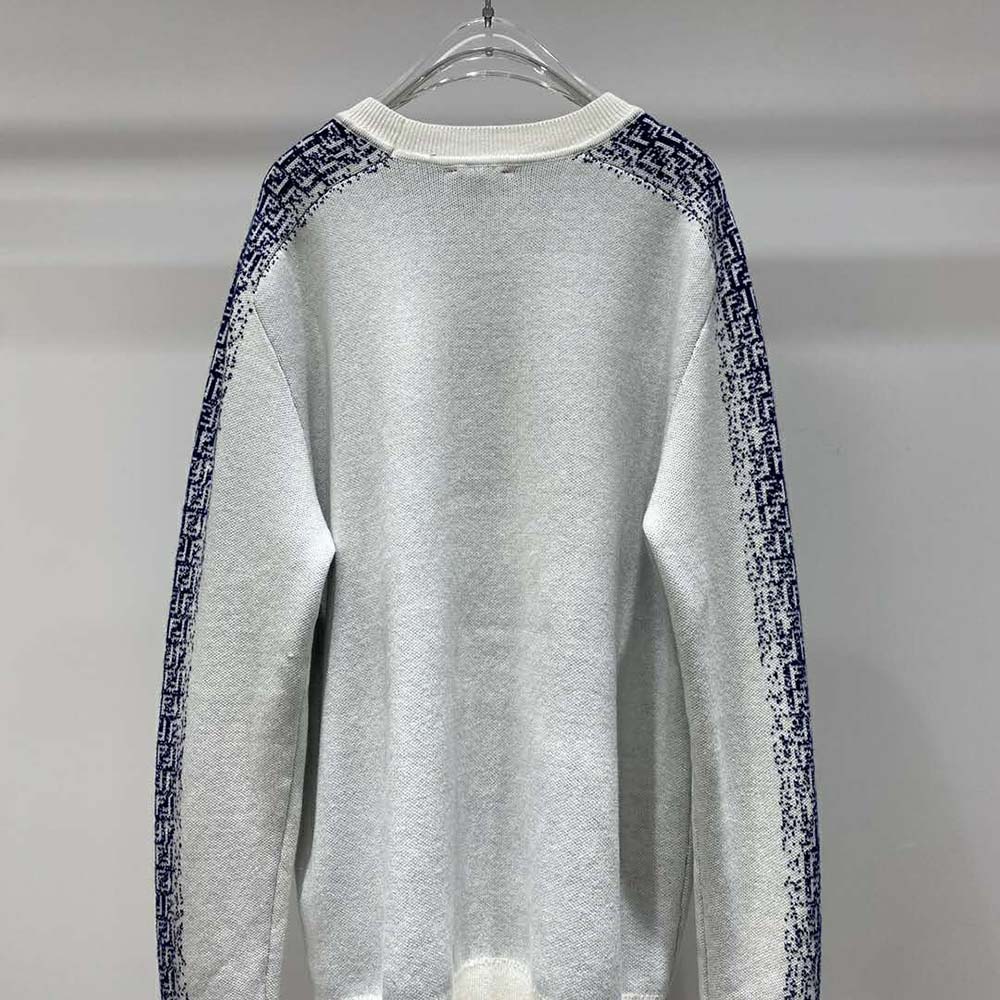 Fendi Men White Cotton Sweater with an FF Motif - image 5