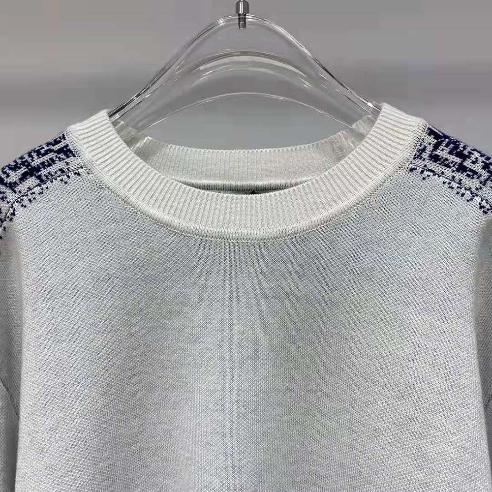 Fendi Men White Cotton Sweater with an FF Motif - image 8