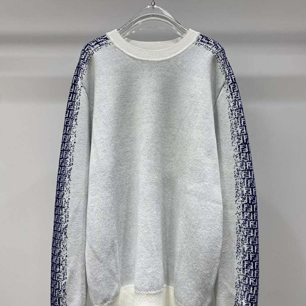 Fendi Men White Cotton Sweater with an FF Motif - image 4
