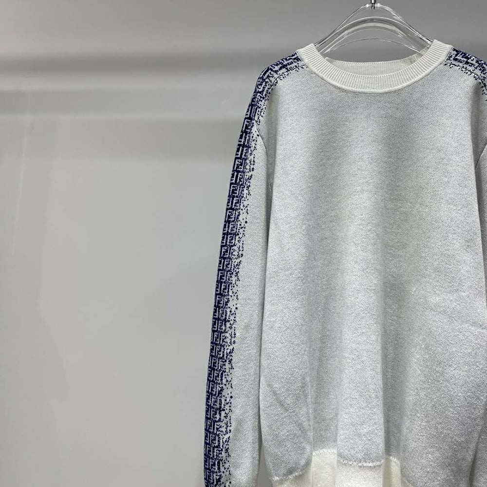 Fendi Men White Cotton Sweater with an FF Motif - image 6