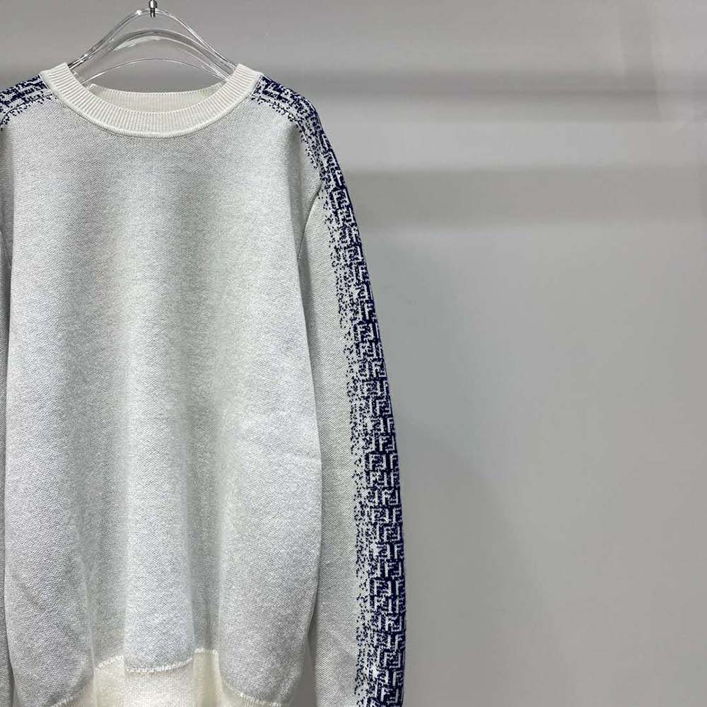 Fendi Men White Cotton Sweater with an FF Motif - image 7