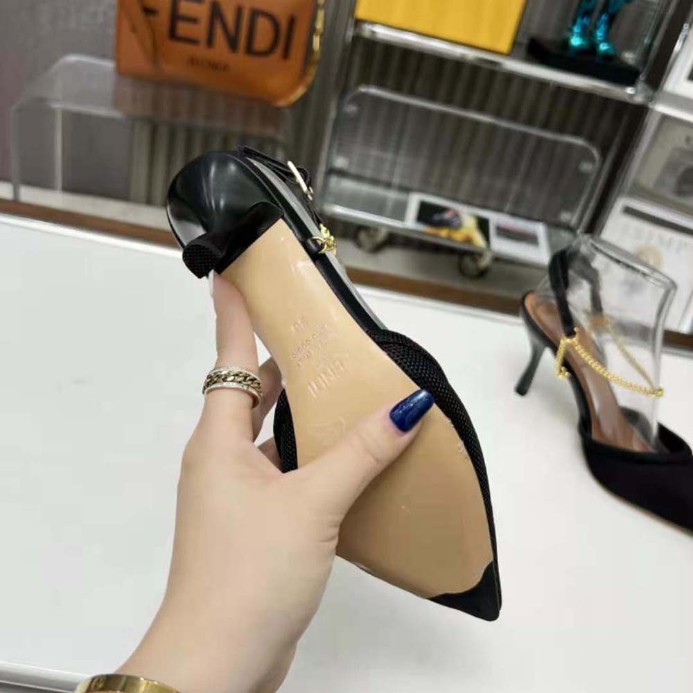 Fendi Women Colibrì Lite Black Mesh High-heeled Slingbacks - image 10