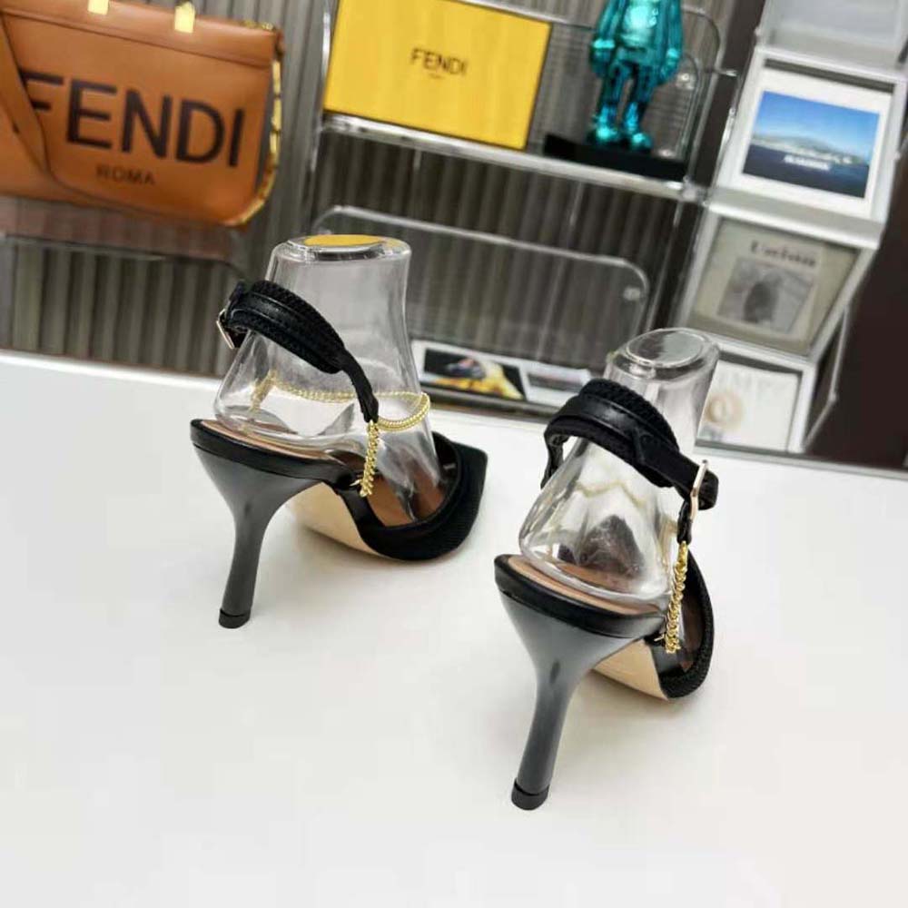 Fendi Women Colibrì Lite Black Mesh High-heeled Slingbacks - image 9