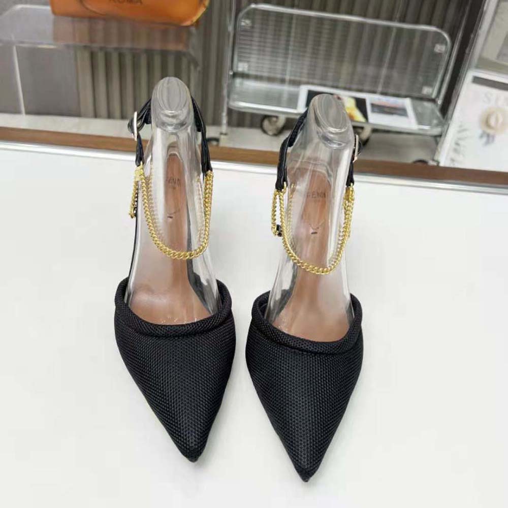 Top view showcasing mesh detail on Fendi Women Colibrì Lite slingbacks