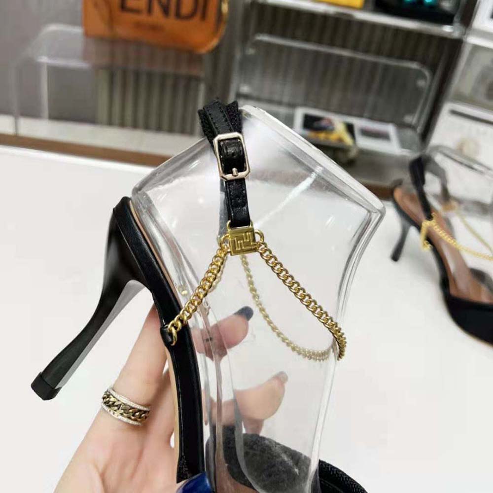 Fendi Women Colibrì Lite Black Mesh High-heeled Slingbacks - image 8