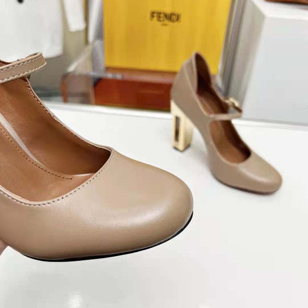 Fendi Women Delfina Dove Gray Leather High-heeled Court Shoes - image 9