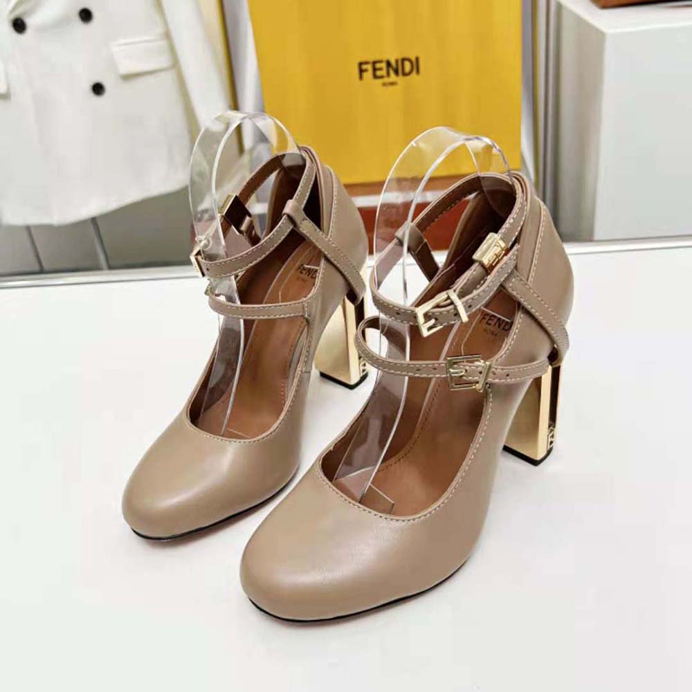 Fendi Women Delfina Dove Gray Leather High-heeled Court Shoes - image 5