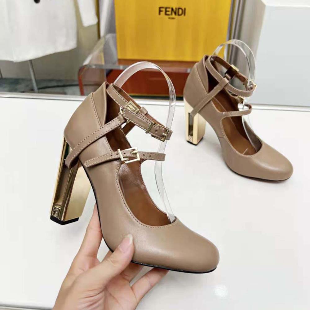 Fendi Women Delfina Dove Gray Leather High-heeled Court Shoes - image 7