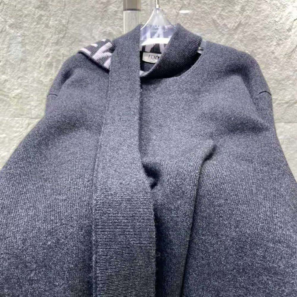 Fendi Women Sweater Gray Cashmere and Wool Pullover - image 4