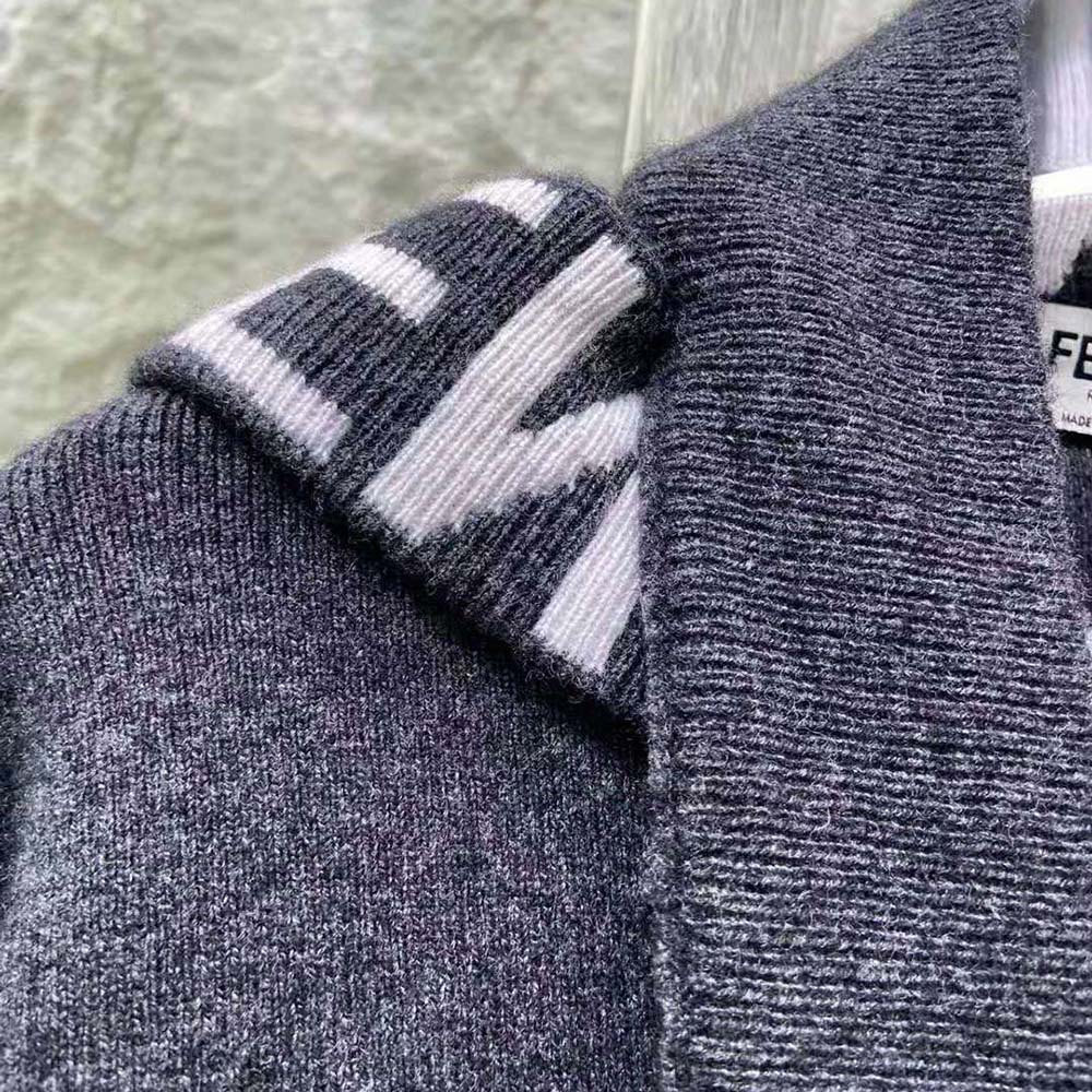 Fendi Women Sweater Gray Cashmere and Wool Pullover - image 6
