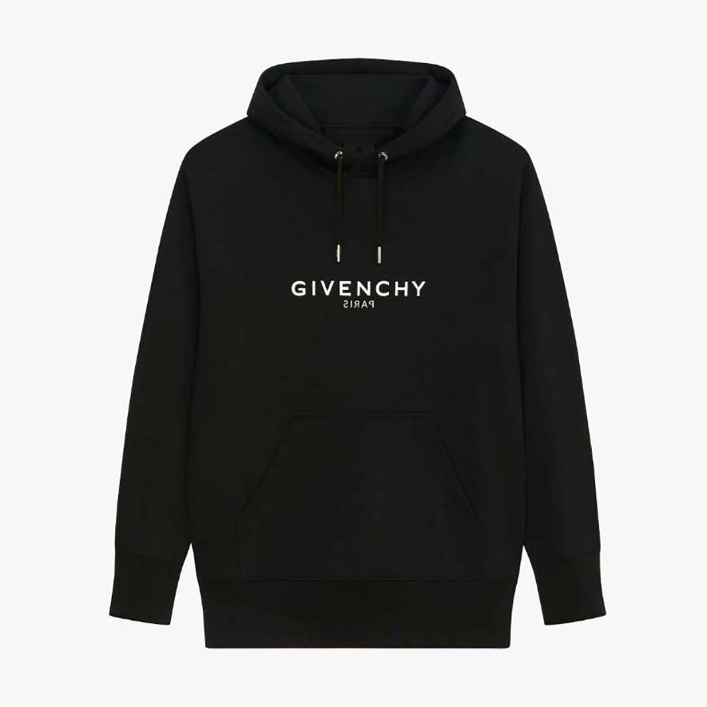 Front view of Givenchy Women Reverse Hoodie in Fleece-Black