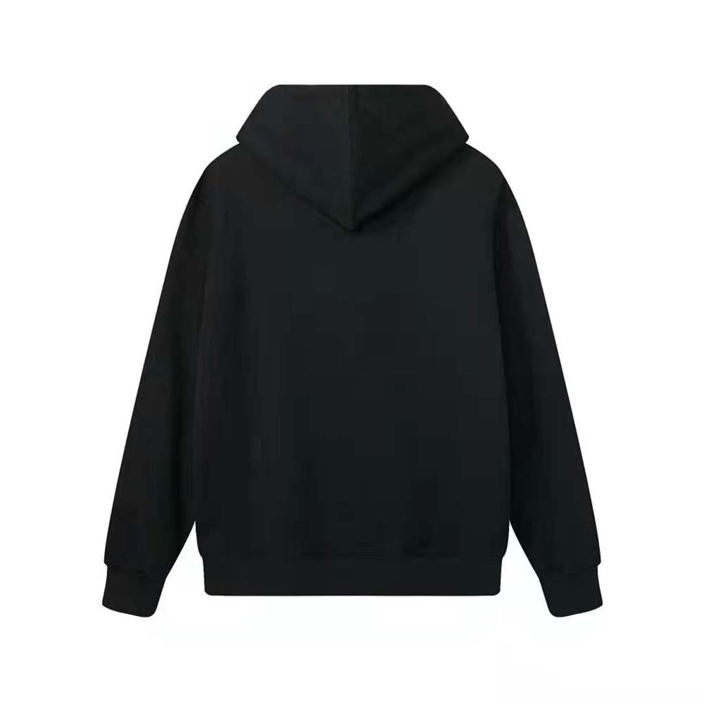 Back angle showcasing fit of Givenchy Women Reverse Hoodie in black fleece