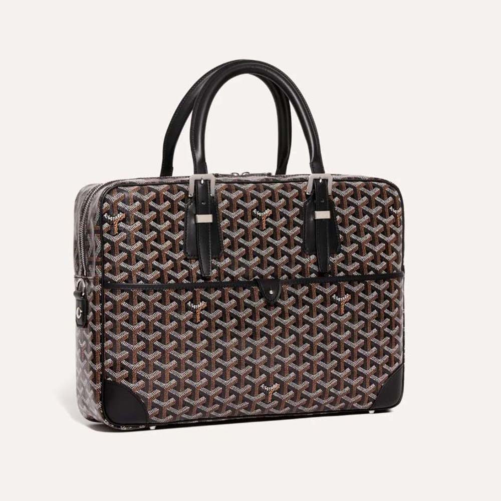 Front angle view of Goyard Women Ambassade MM Document Case-Black