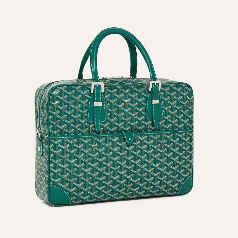 Front angled view of Goyard Women Ambassade MM Document Case-Green