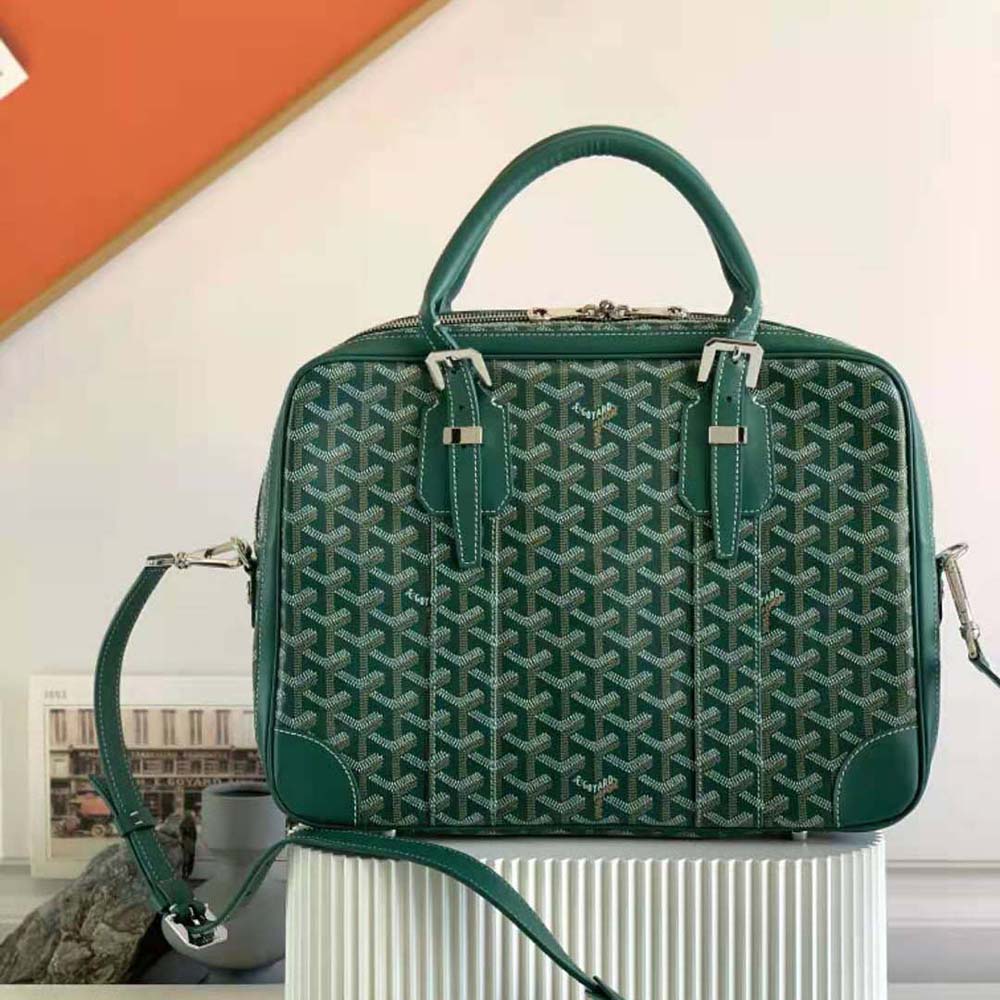 Side profile showing slim silhouette of Goyard Women Ambassade MM Document Case-Green