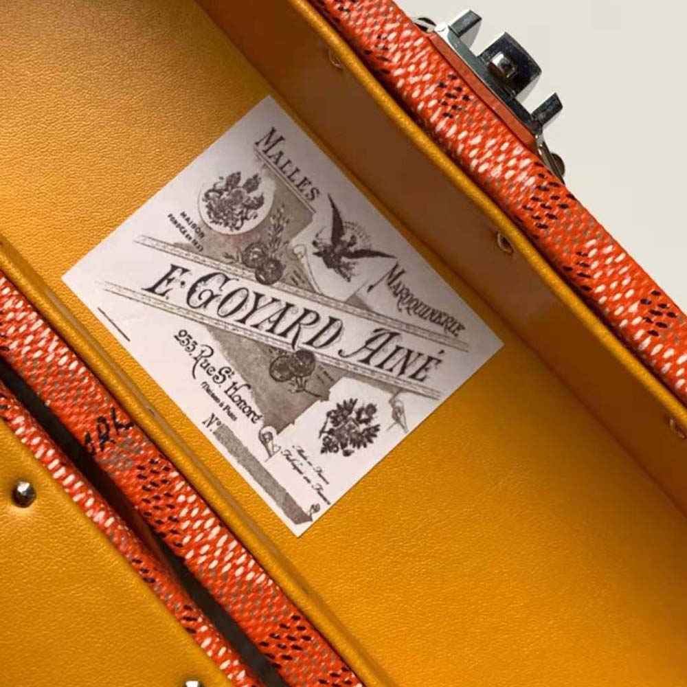 Goyard Women Cassette Trunk Bag in Goyardine Canvas & Clamecy Cowhide-Orange - image 10