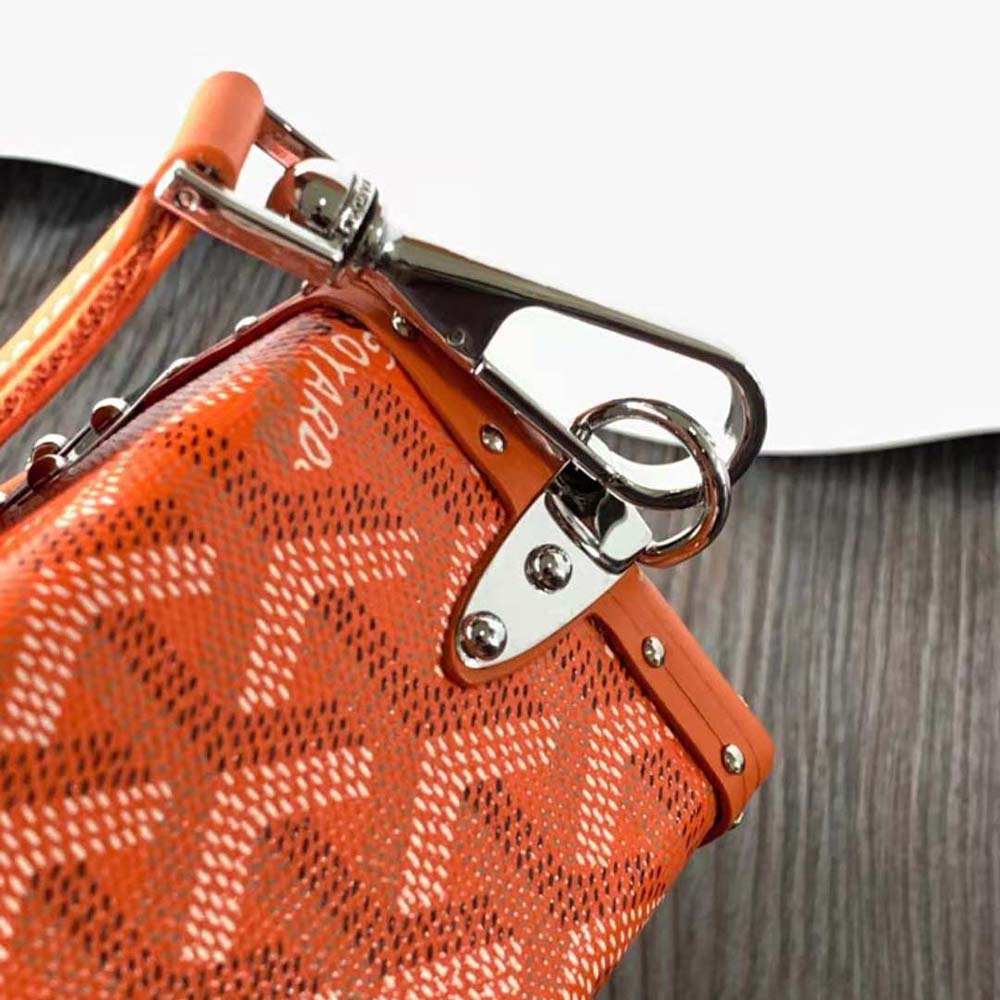 Goyard Women Cassette Trunk Bag in Goyardine Canvas & Clamecy Cowhide-Orange - image 9