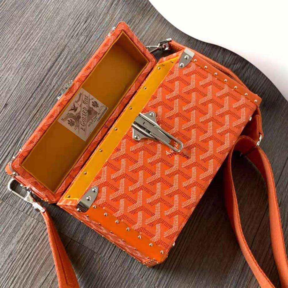 Goyard Women Cassette Trunk Bag in Goyardine Canvas & Clamecy Cowhide-Orange - image 6