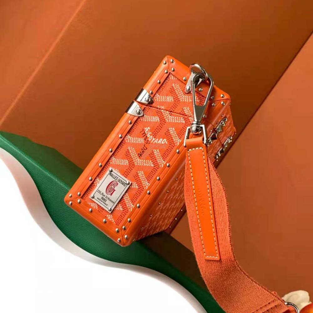 Goyard Women Cassette Trunk Bag in Goyardine Canvas & Clamecy Cowhide-Orange - image 4