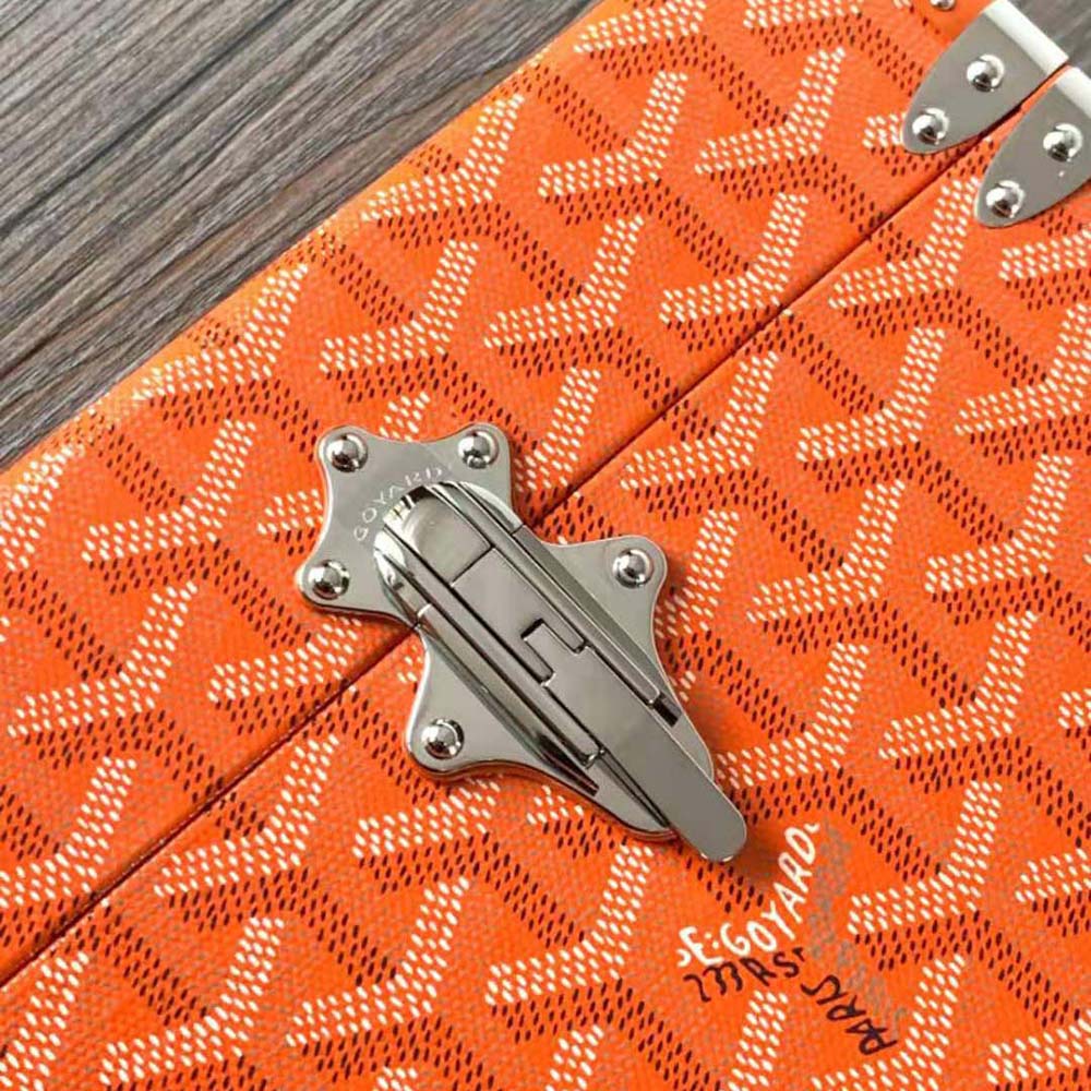 Goyard Women Cassette Trunk Bag in Goyardine Canvas & Clamecy Cowhide-Orange - image 8