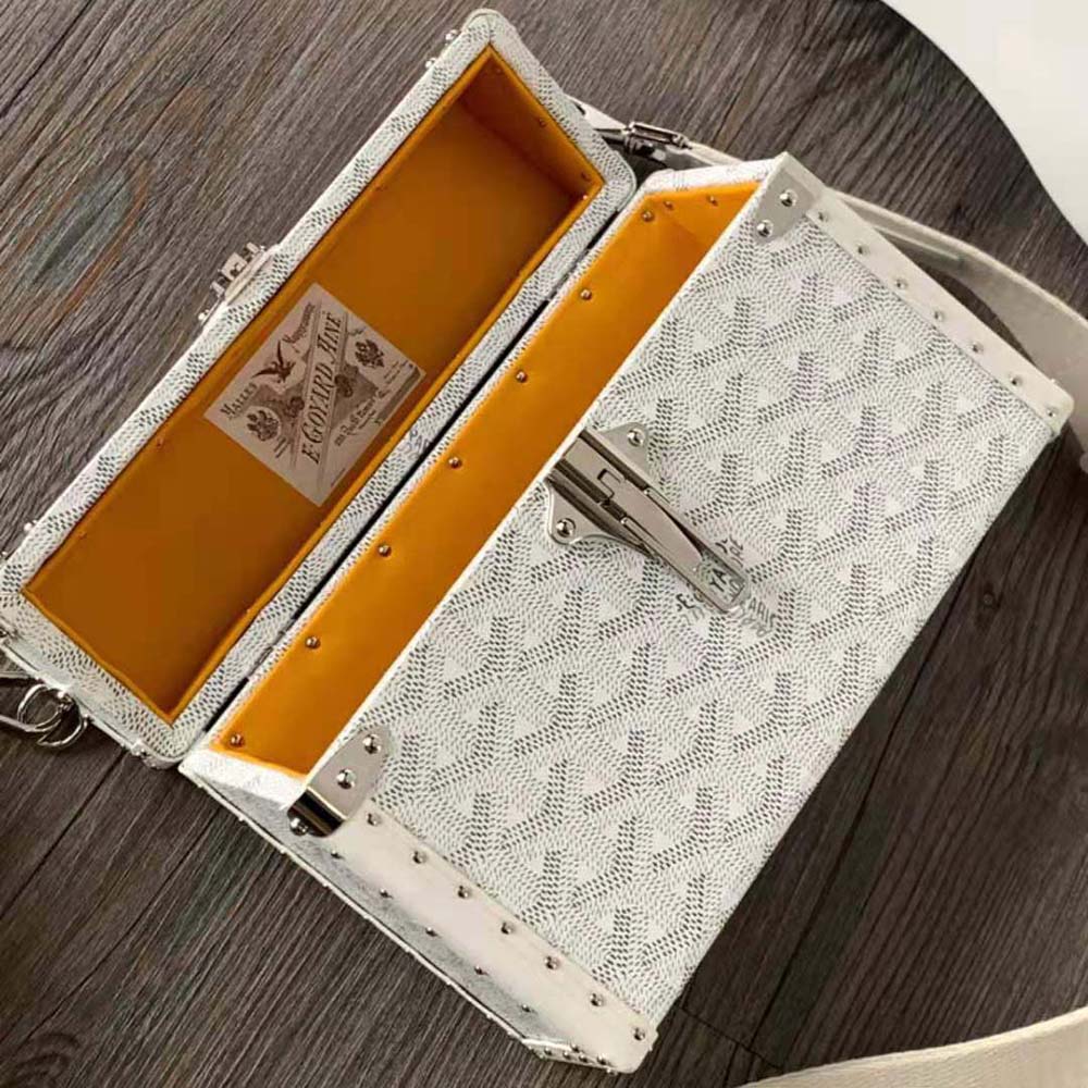 Goyard Women Cassette Trunk Bag in Goyardine Canvas & Clamecy Cowhide-White - image 7