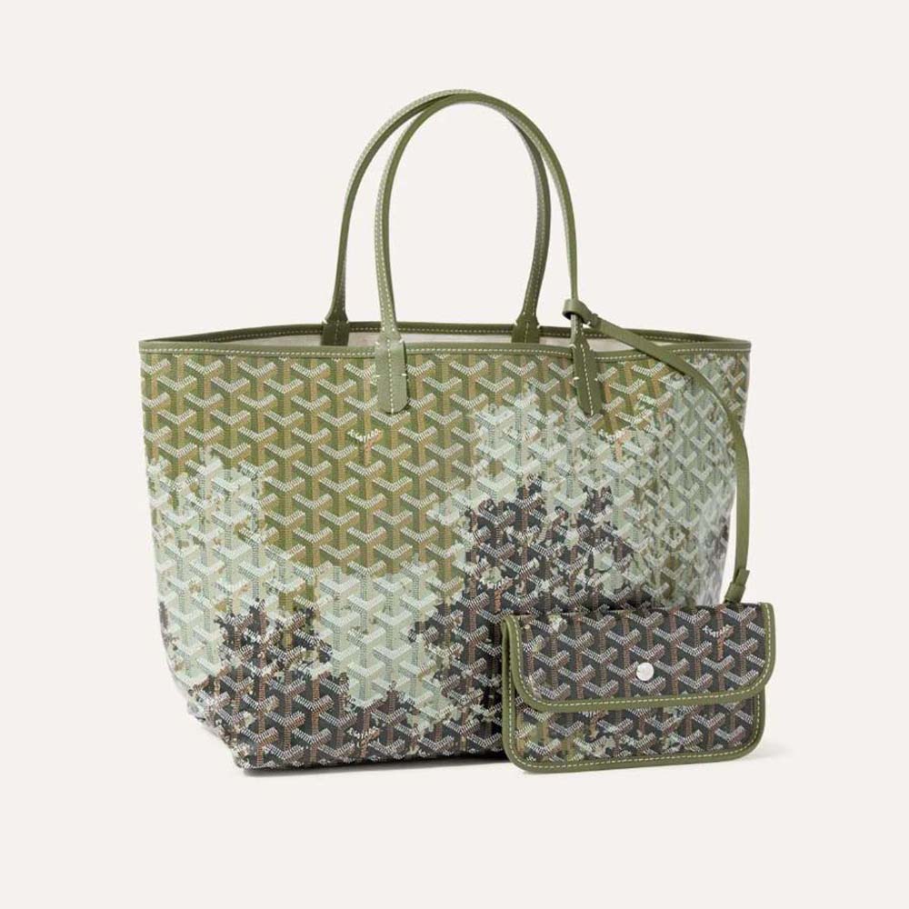 Front view of Goyard Women Saint Louis PM Bag Canopée in green