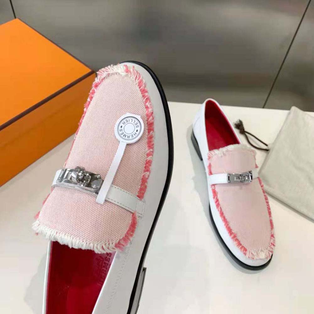 Hermes Women Destin Loafer in Calfskin Leather-Pink - image 9