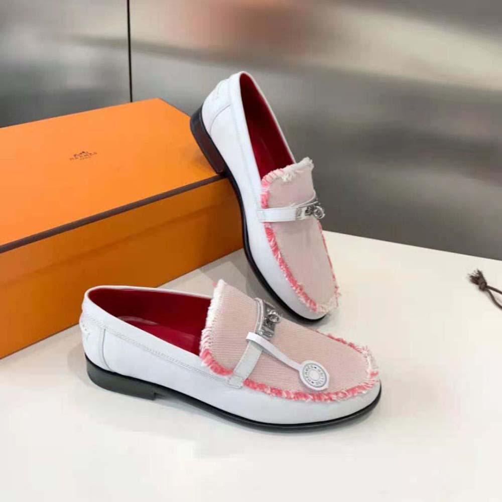 Hermes Women Destin Loafer in Calfskin Leather-Pink - image 7