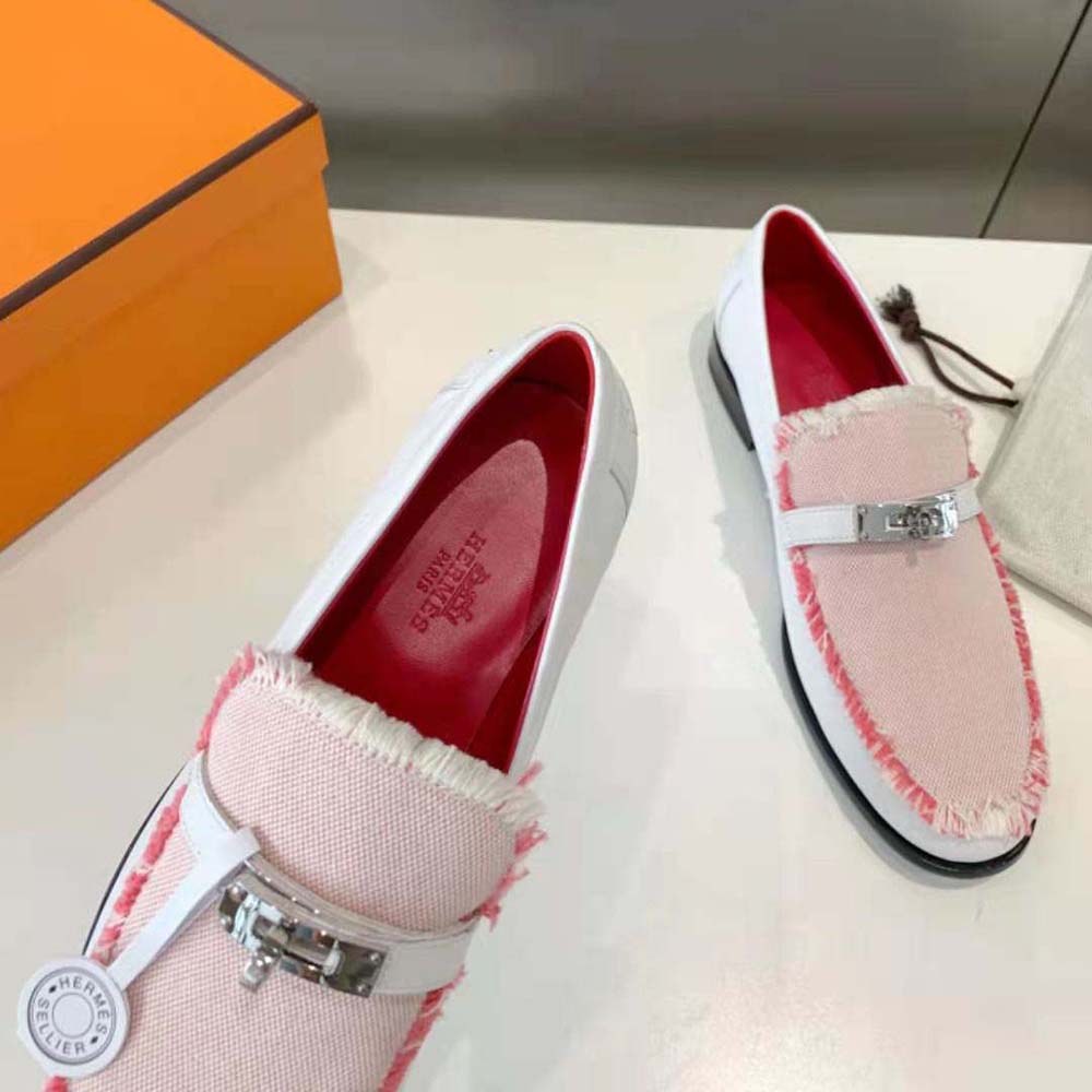 Hermes Women Destin Loafer in Calfskin Leather-Pink - image 8