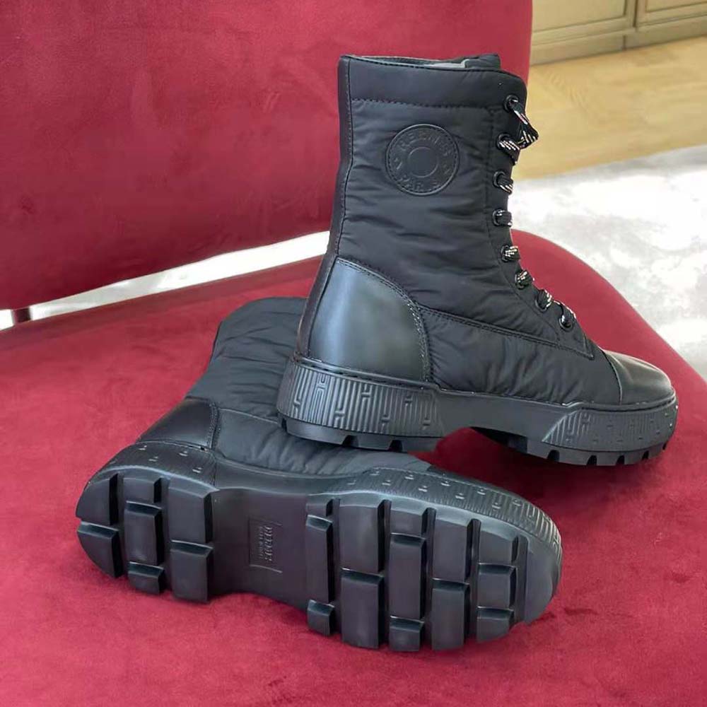Hermes Women Fresh Ankle Boot in Quilted Parachute Fabric and Calfskin with Rubber Sole - image 9