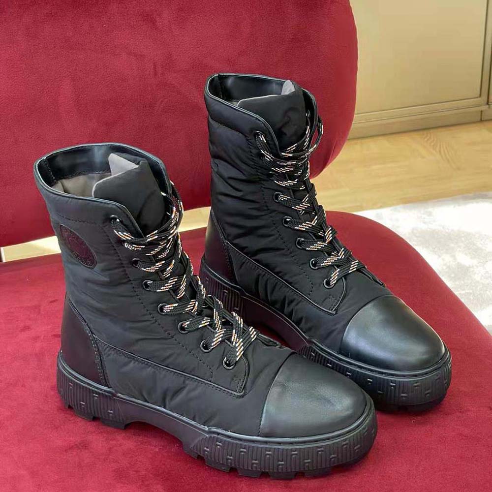 Close-up detail of calfskin and rubber sole on Hermes Women Fresh Ankle Boot